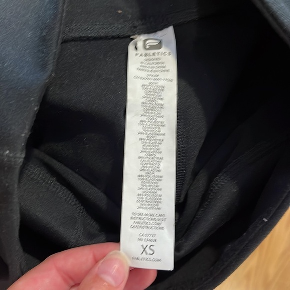 Fabletics Black High Waisted Leggings XS Sheer Side Stripes Pilates Yoga Run - Picture 8 of 8